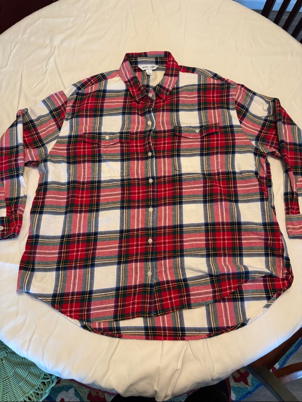 Old navy Boyfriend Red Plaid Button-Up Shirt